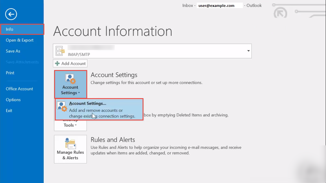 how to change email account settings in outlook for mac